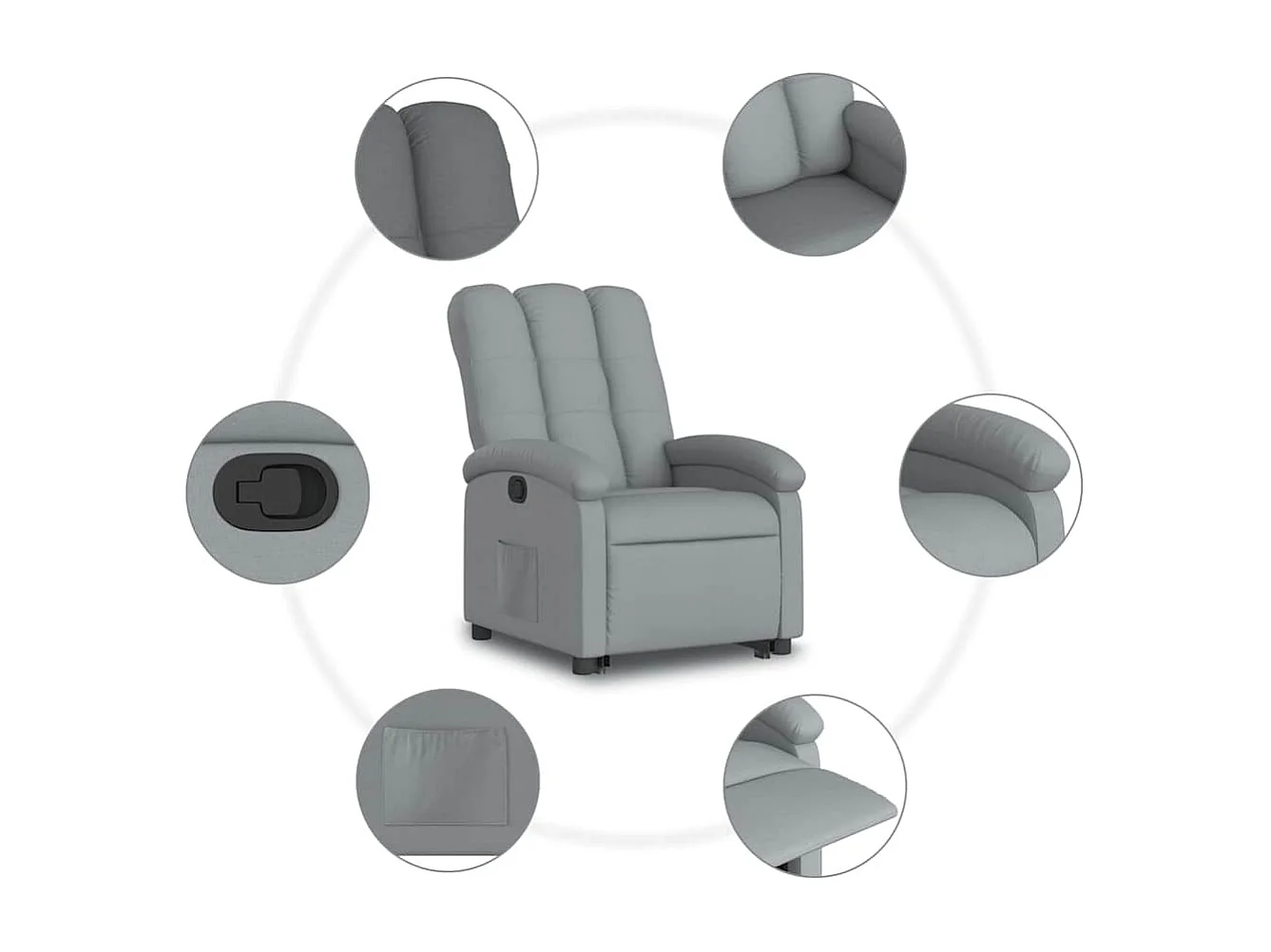 Fauteuil inclinable-Chaise de relax-Fauteuil TV Gris clair Tissu SHL3928