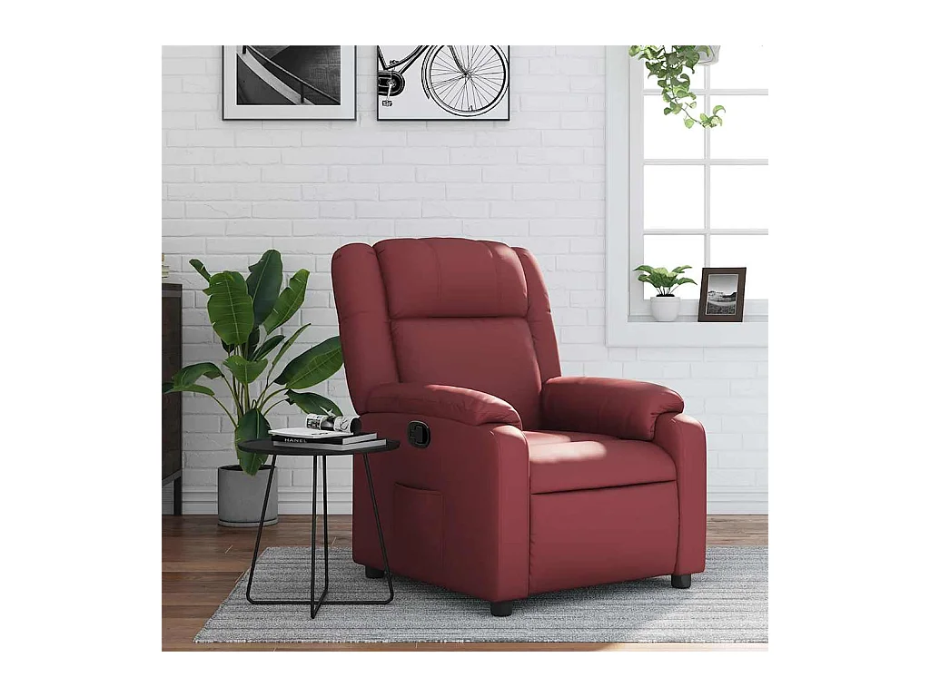 Sillón de relax | Sillón reclinable de cuero sintético rojo tinto SHL5039