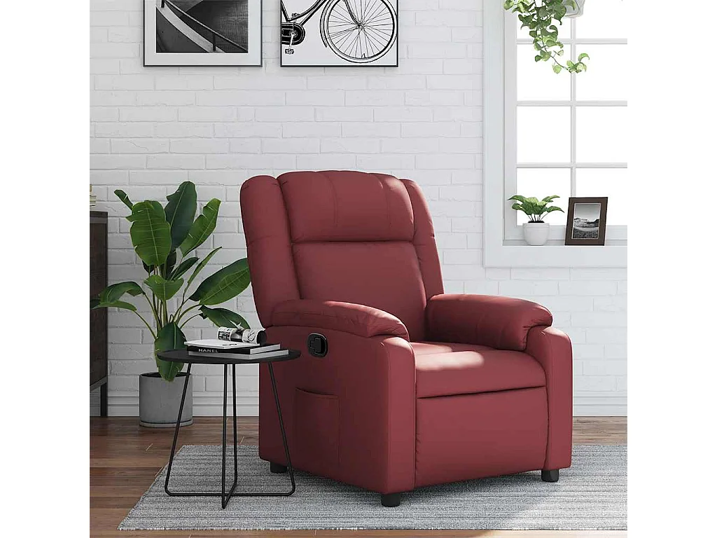 Relaxsessel | Lounge Sessel für Wohnzimmer Weinrot Kunstleder SHL63208
