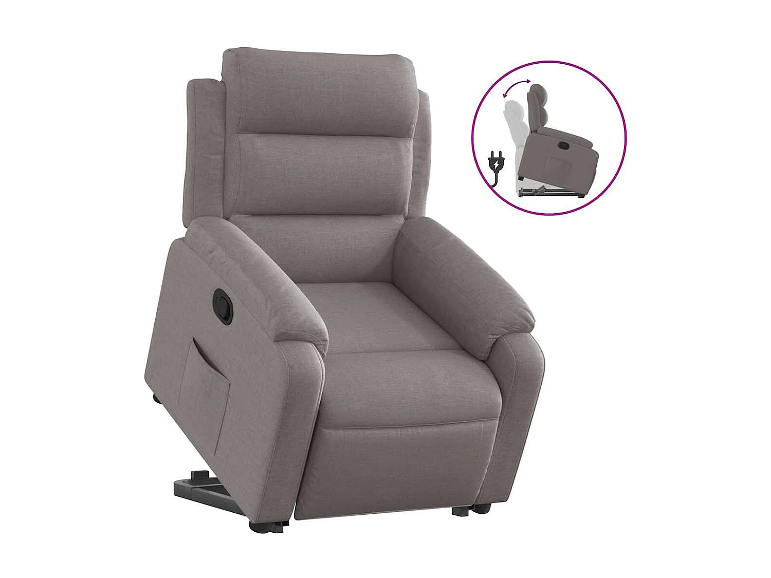 Relaxsessel | Lounge Sessel für Wohnzimmer mit Aufstehhilfe Taupe Stoff SHL35948