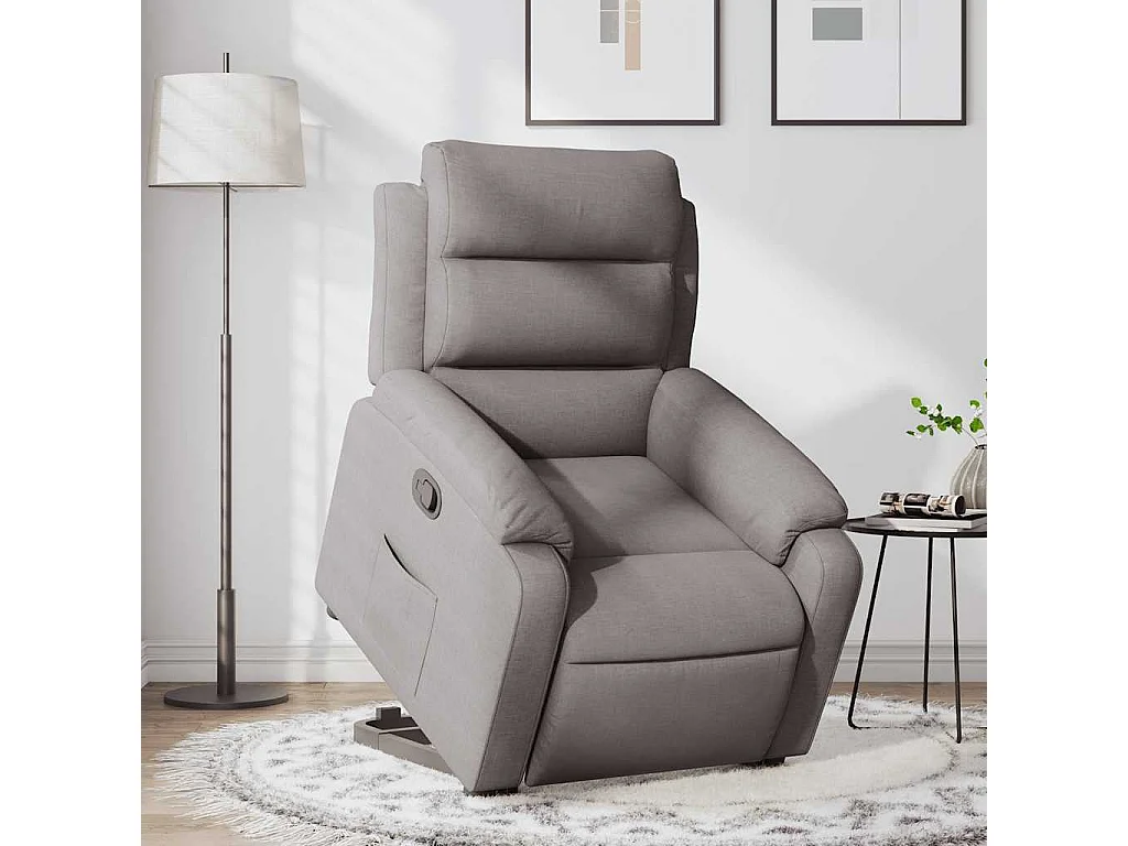 Relaxsessel | Lounge Sessel für Wohnzimmer mit Aufstehhilfe Taupe Stoff SHL35948