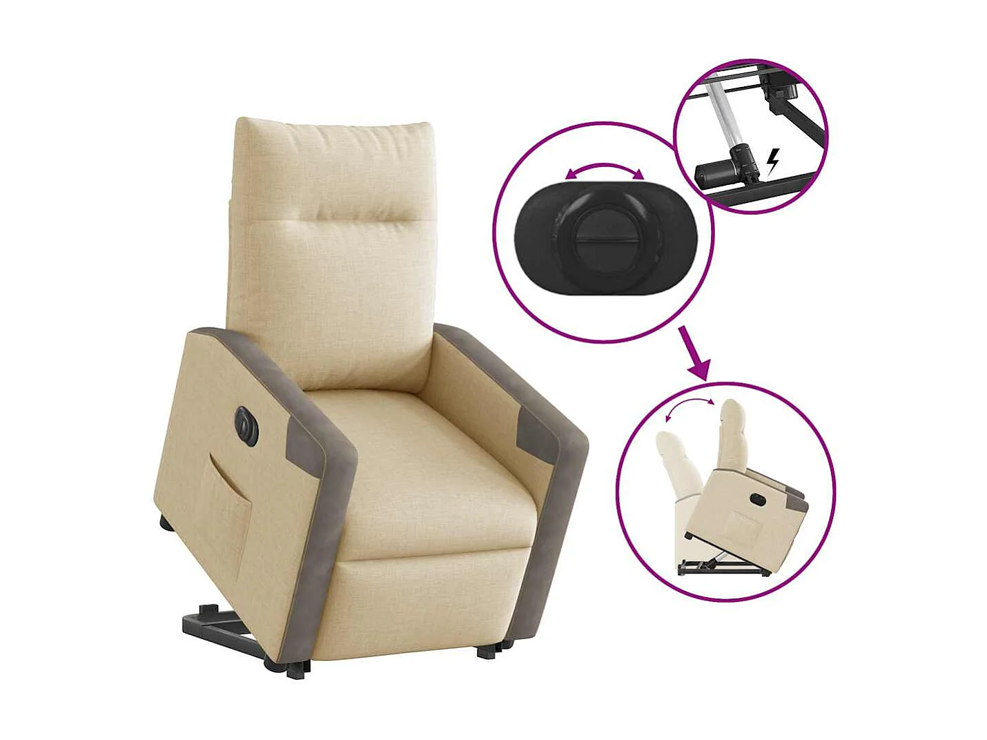 Fauteuil inclinable électrique-Chaise de relax-Fauteuil TV crème tissu SHL4209