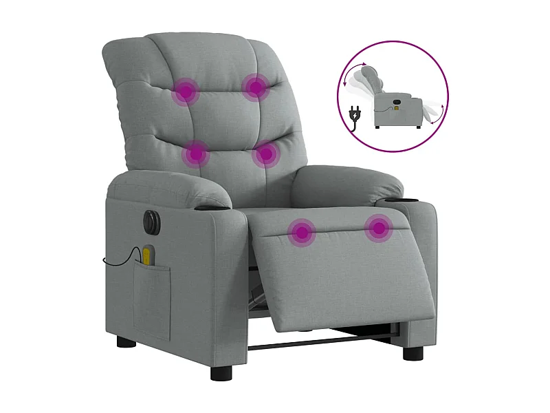 Massagestoel | Relaxstoel elektrisch verstelbaar stof lichtgrijs