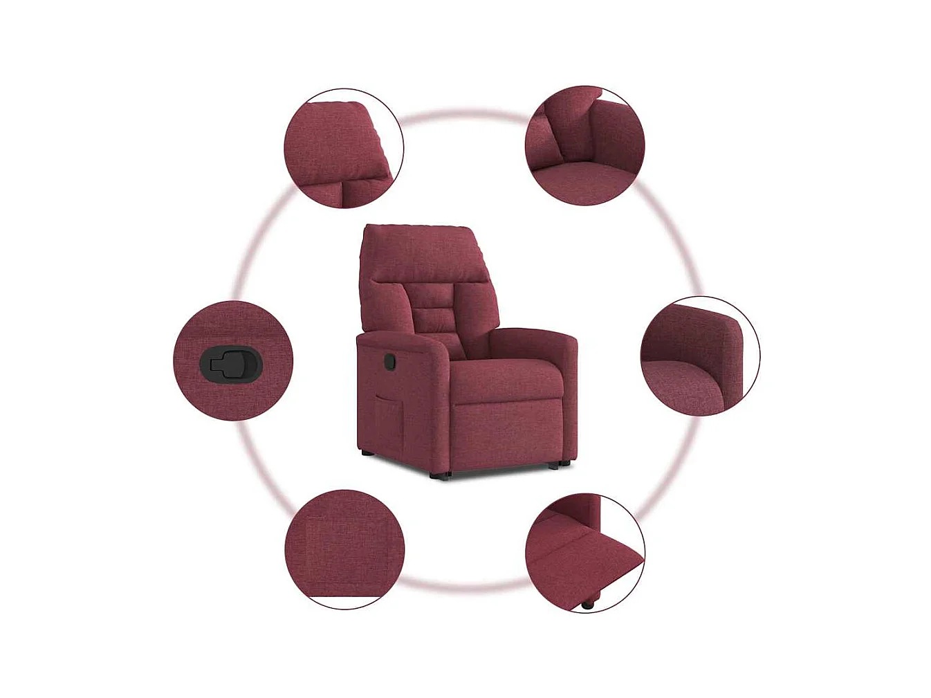 Sillón de relax | Silla | Sillón reclinable elevable tela rojo tinto SHL5412