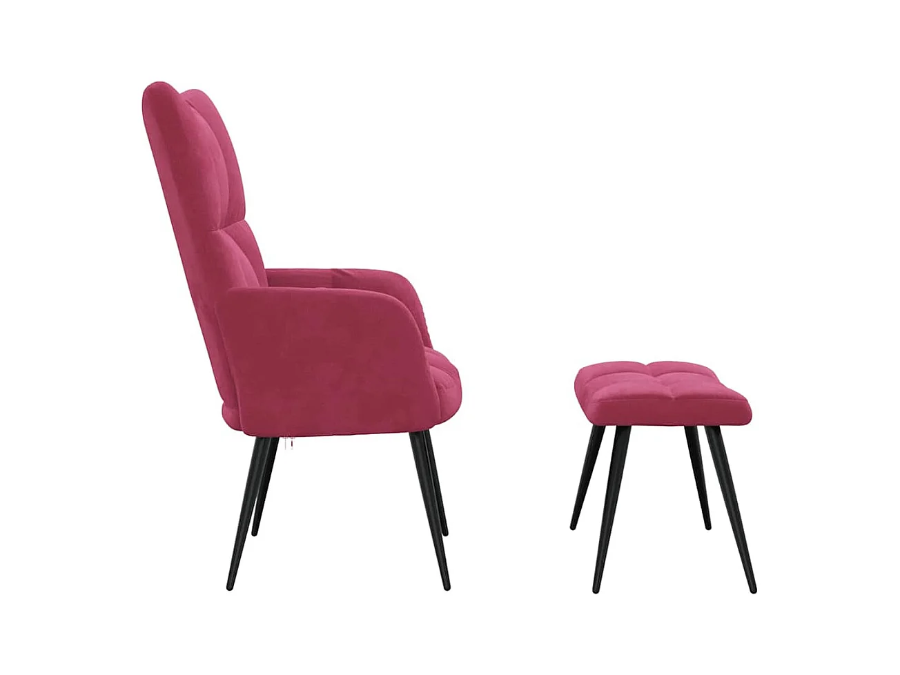 Sillón de relax | Silla de relax con taburete terciopelo rojo tinto SHL3204