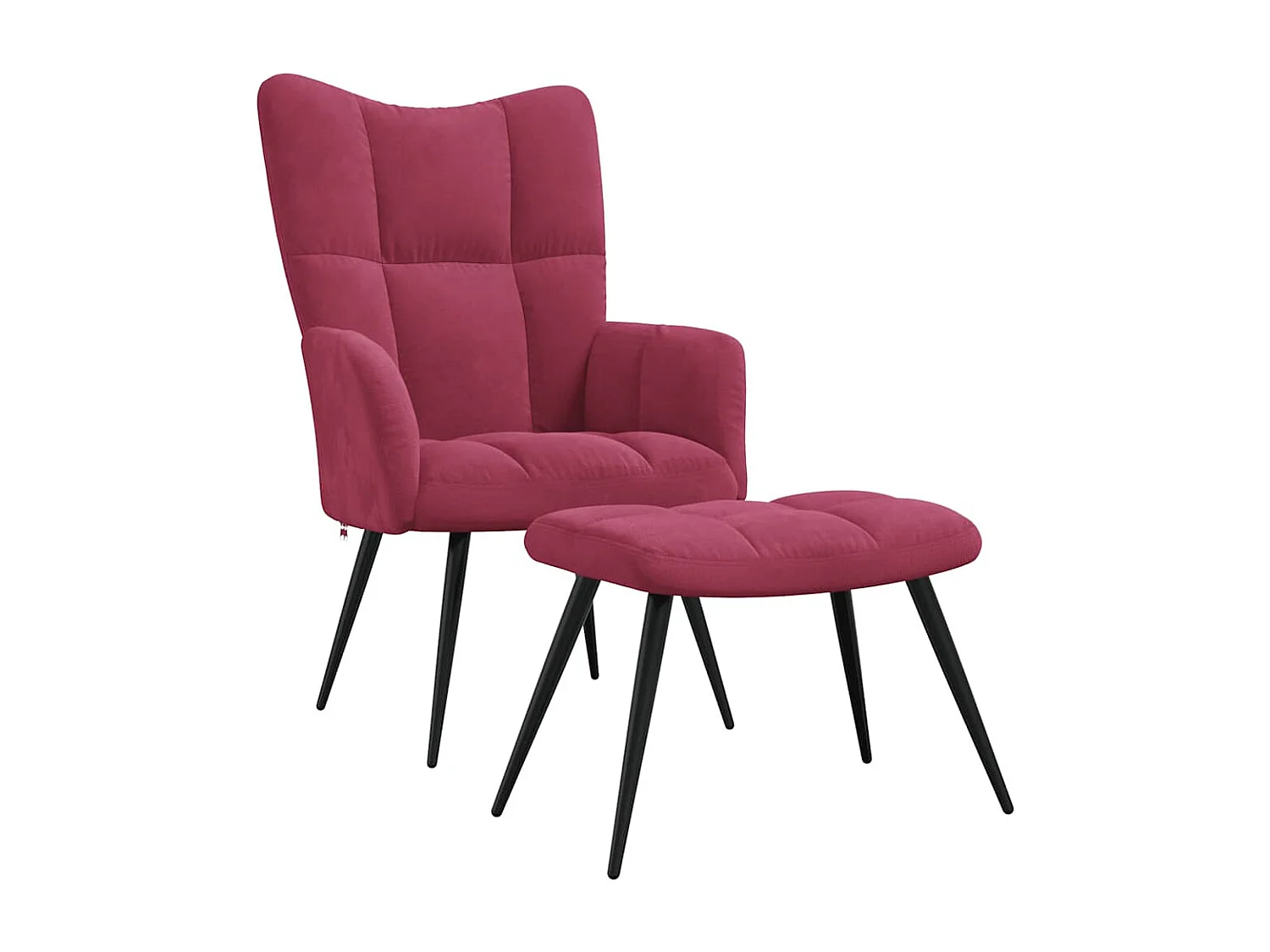 Relaxsessel mit Hocker | Lounge Sessel Weinrot Samt SHL93307