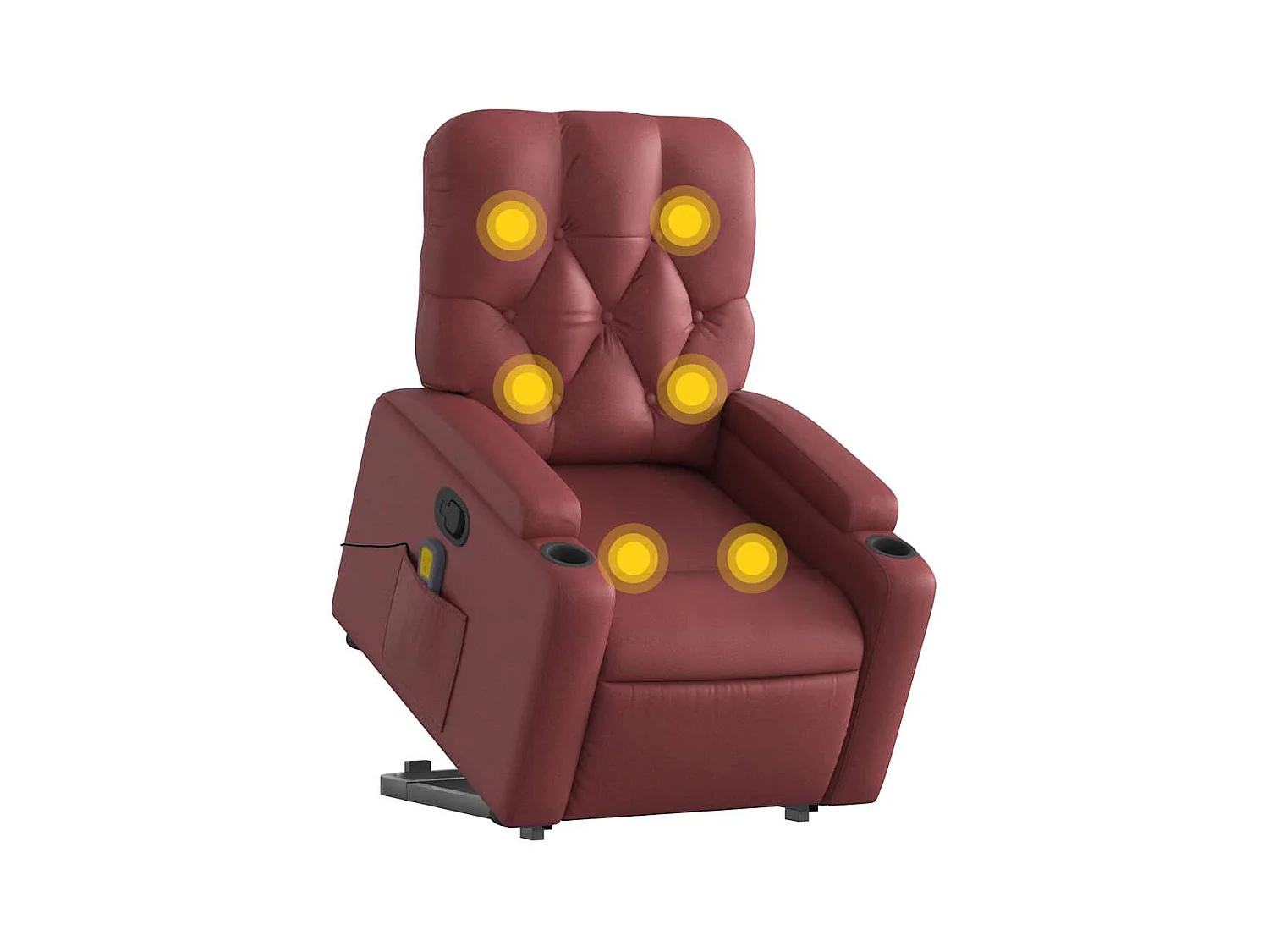 Sillón de relax | Sillón reclinable de masaje de pie cuero artificial rojo tinto SHL3963