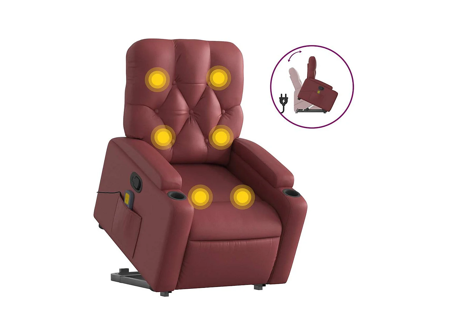 Fauteuil inclinable-Chaise de relax-Fauteuil de Massage Rouge bordeaux Similicuir SHL2473
