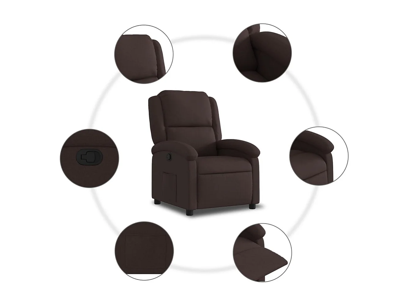 Relaxsessel | Lounge Sessel für Wohnzimmer Dunkelbraun Stoff SHL7045