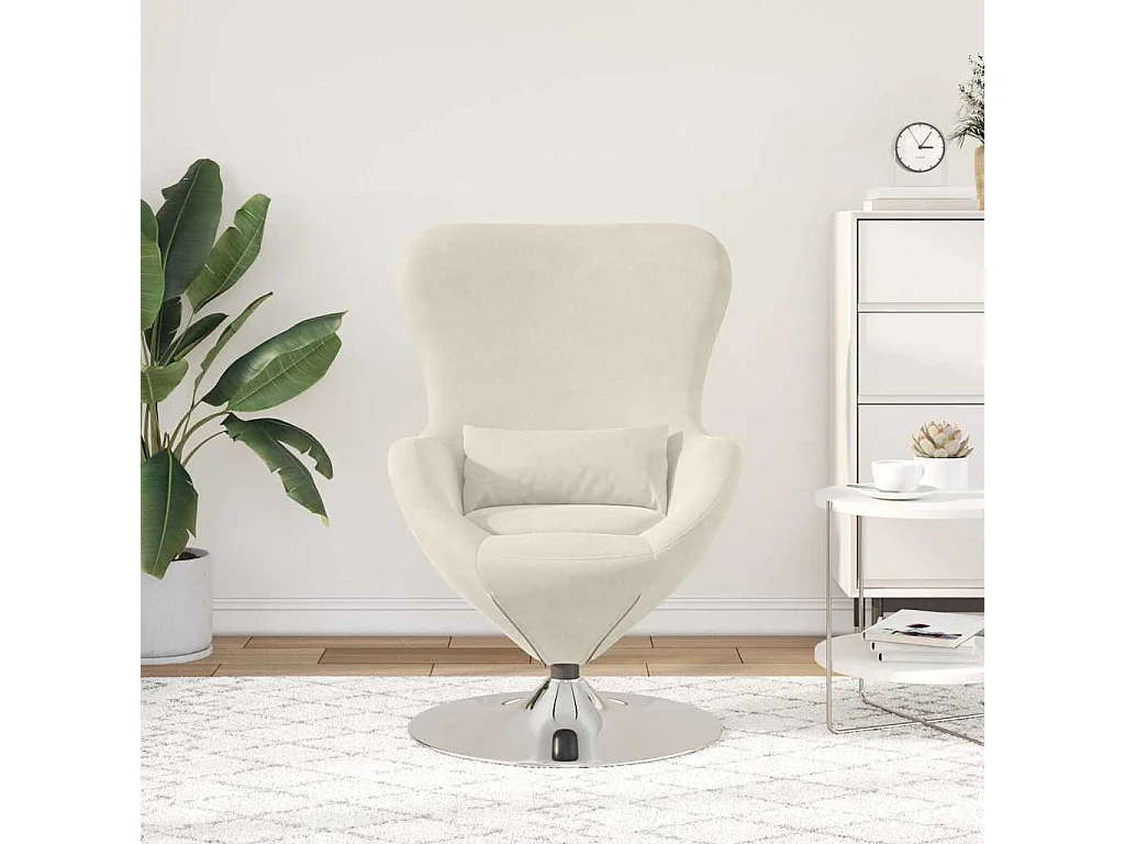 Chaise de Salon-Fauteuil œuf Crème 63x73x90 cm Velours SHL4917