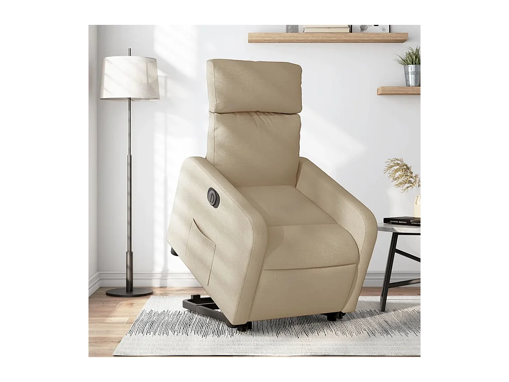 Silla de relax | Sillón eléctrico reclinable elevable de tela color crema SHL9508