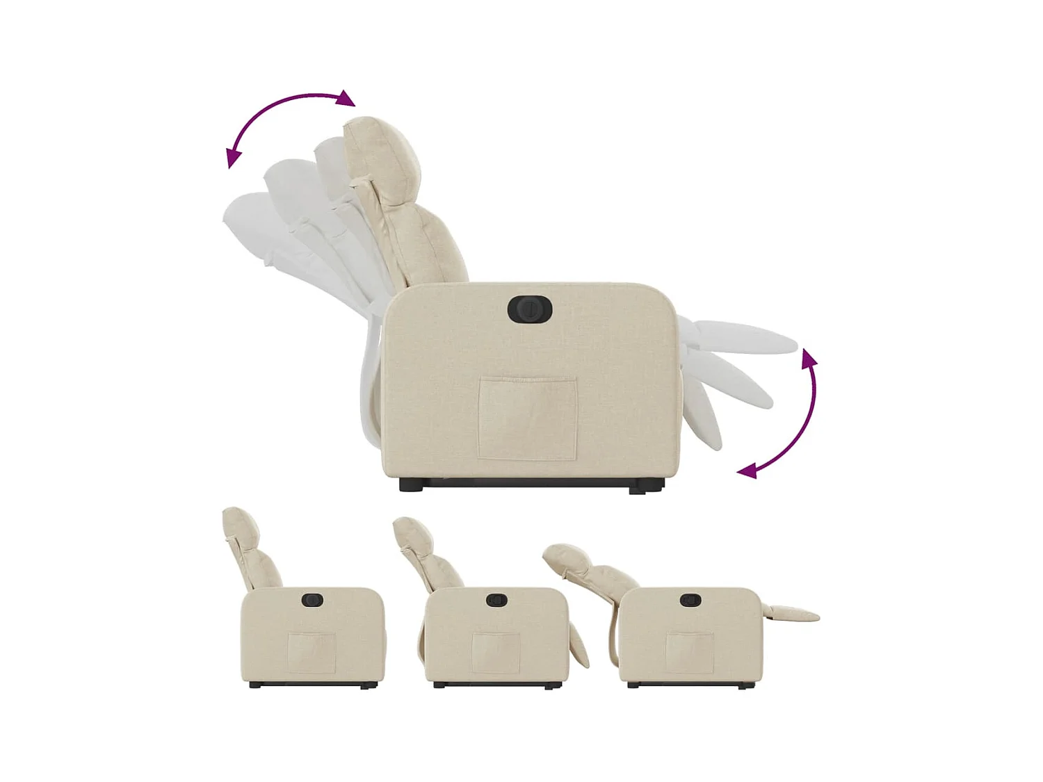 Silla de relax | Sillón eléctrico reclinable elevable de tela color crema SHL9508