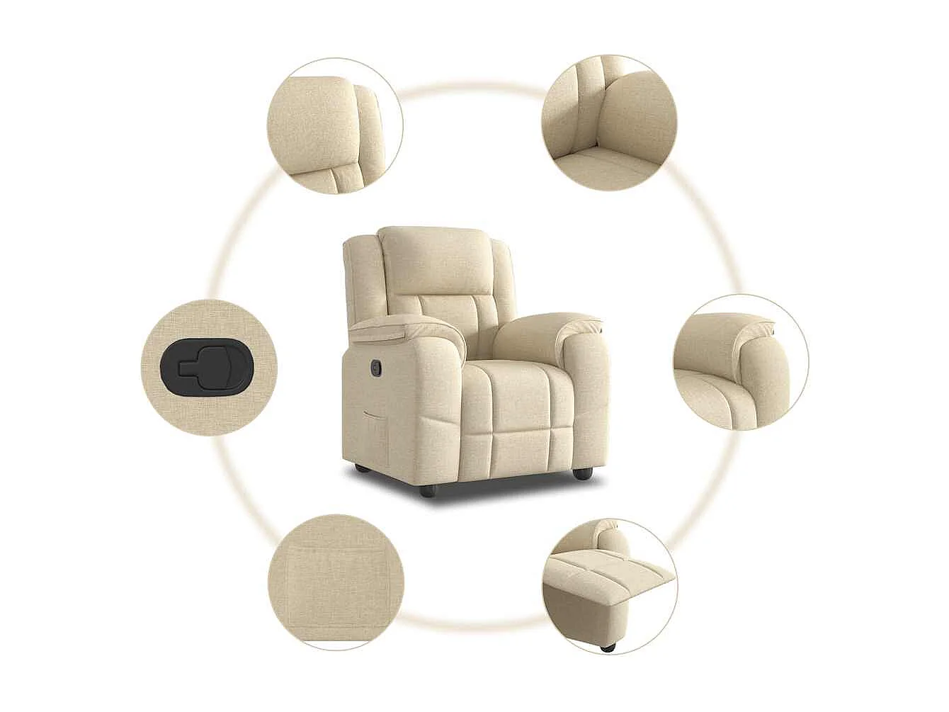 Sillón de relax | Sillón reclinable de tela crema SHL2400