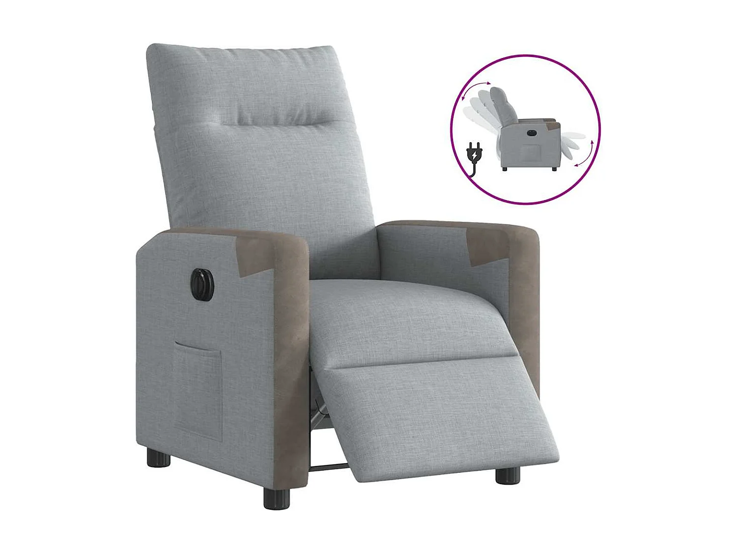 Fauteuil inclinable électrique-Chaise de relax-Fauteuil TV Gris clair Tissu SHL3317