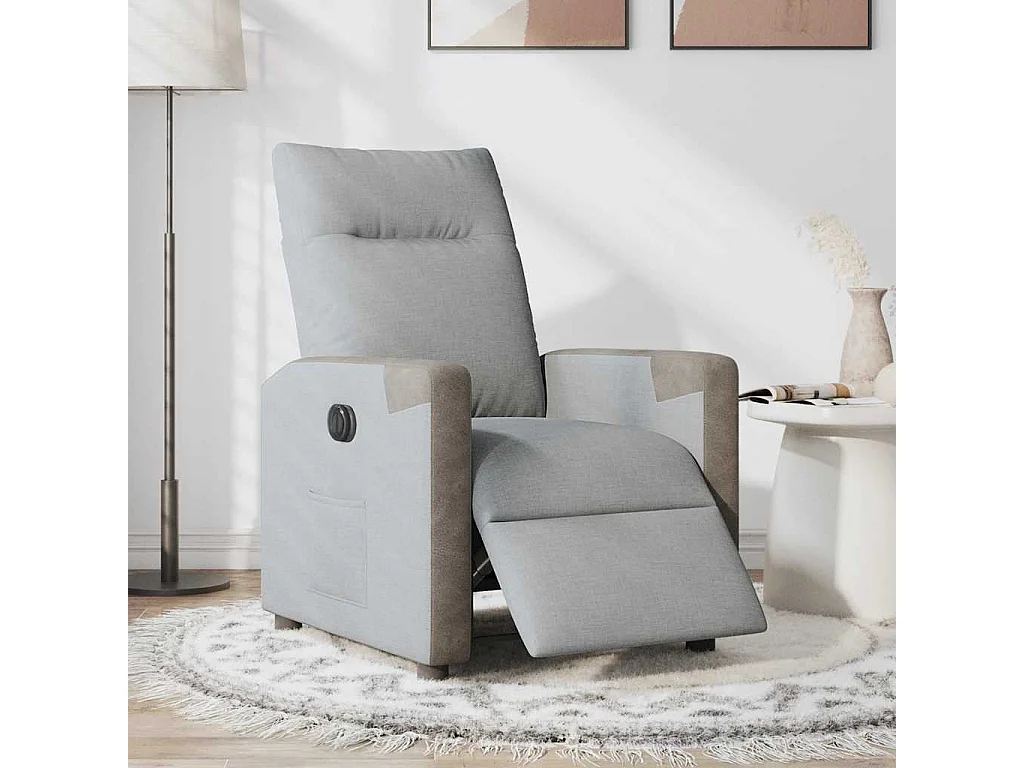 Fauteuil inclinable électrique-Chaise de relax-Fauteuil TV Gris clair Tissu SHL3317