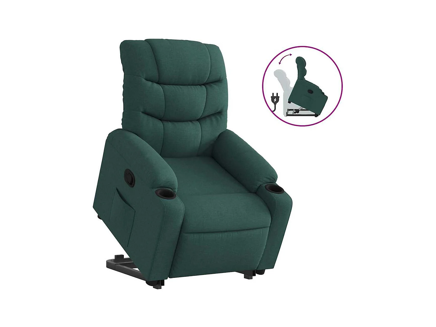 Sillón de relax | Silla | Sillón reclinable elevable tela verde oscuro SHL4509