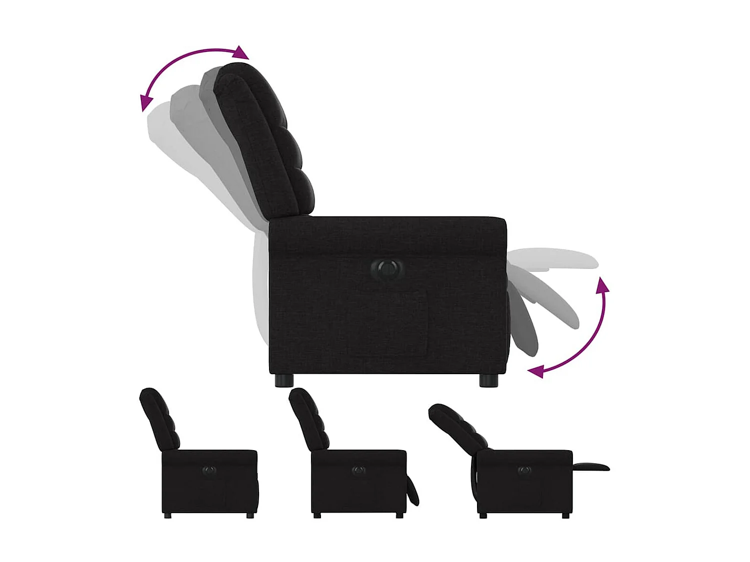 Sillón de relax | Silla | Sillón reclinable eléctrico de tela negro SHL9910