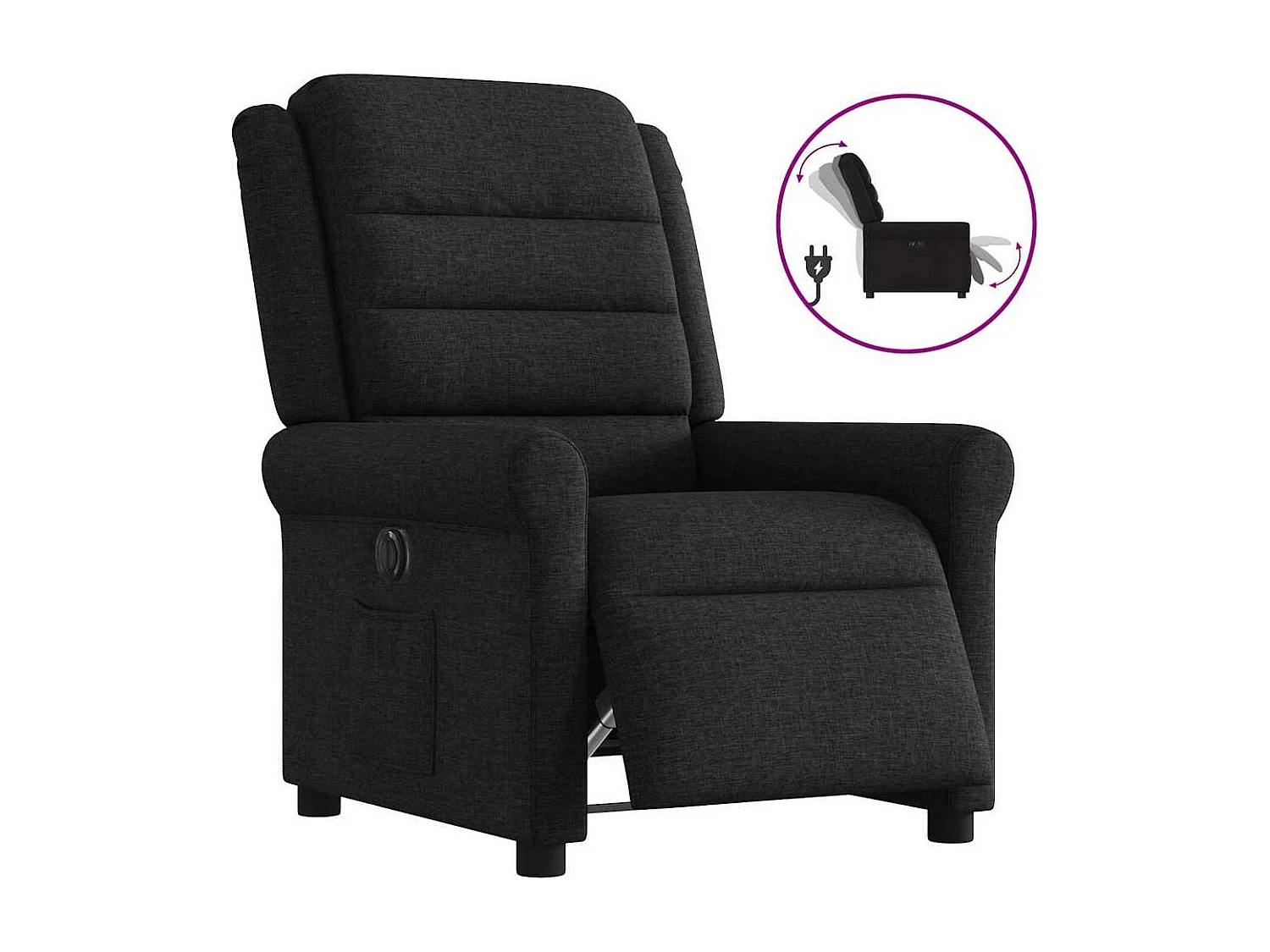 Fauteuil inclinable électrique-Chaise de relax-Fauteuil TV Noir Tissu SHL5435