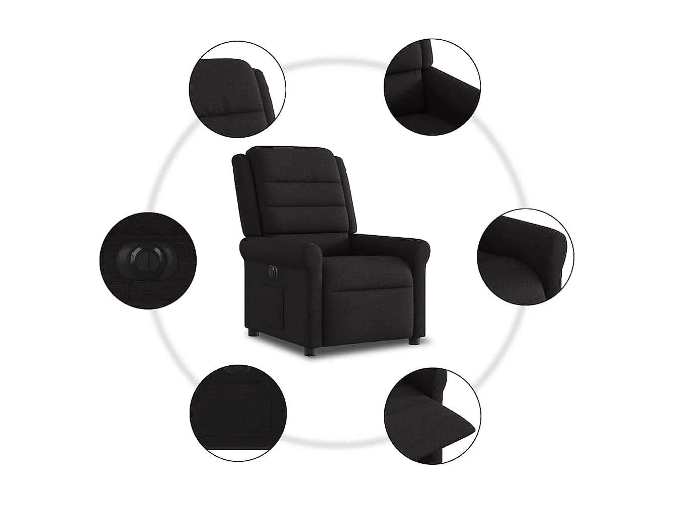 Fauteuil inclinable électrique-Chaise de relax-Fauteuil TV Noir Tissu SHL5435