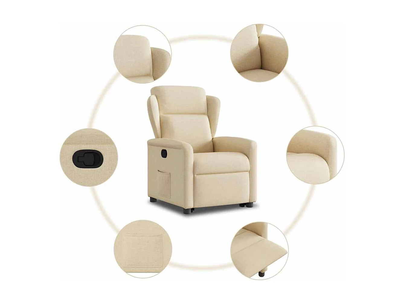 Poltrona Confortável | Poltrona reclinável elevatória tecido cor creme SHL68231