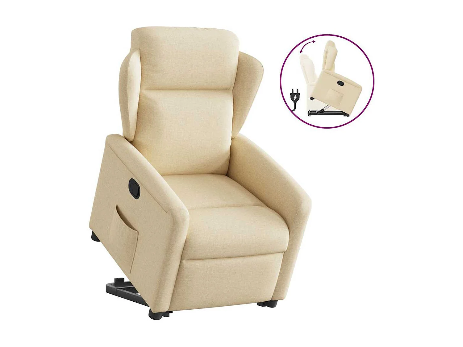 Relaxsessel | Lounge Sessel für Wohnzimmer mit Aufstehhilfe Creme Stoff SHL3985