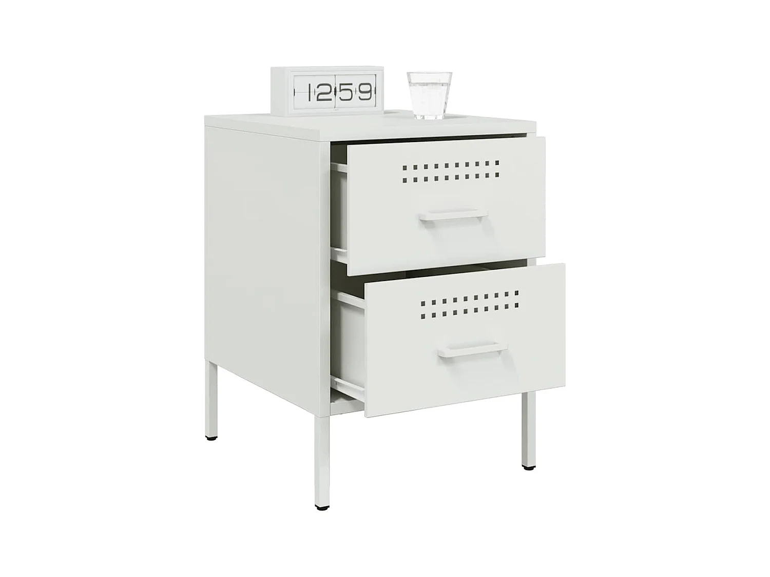 Mesitas de noche | Mesilla de noche 2 unidades acero blanco 36x39x50,5 cm