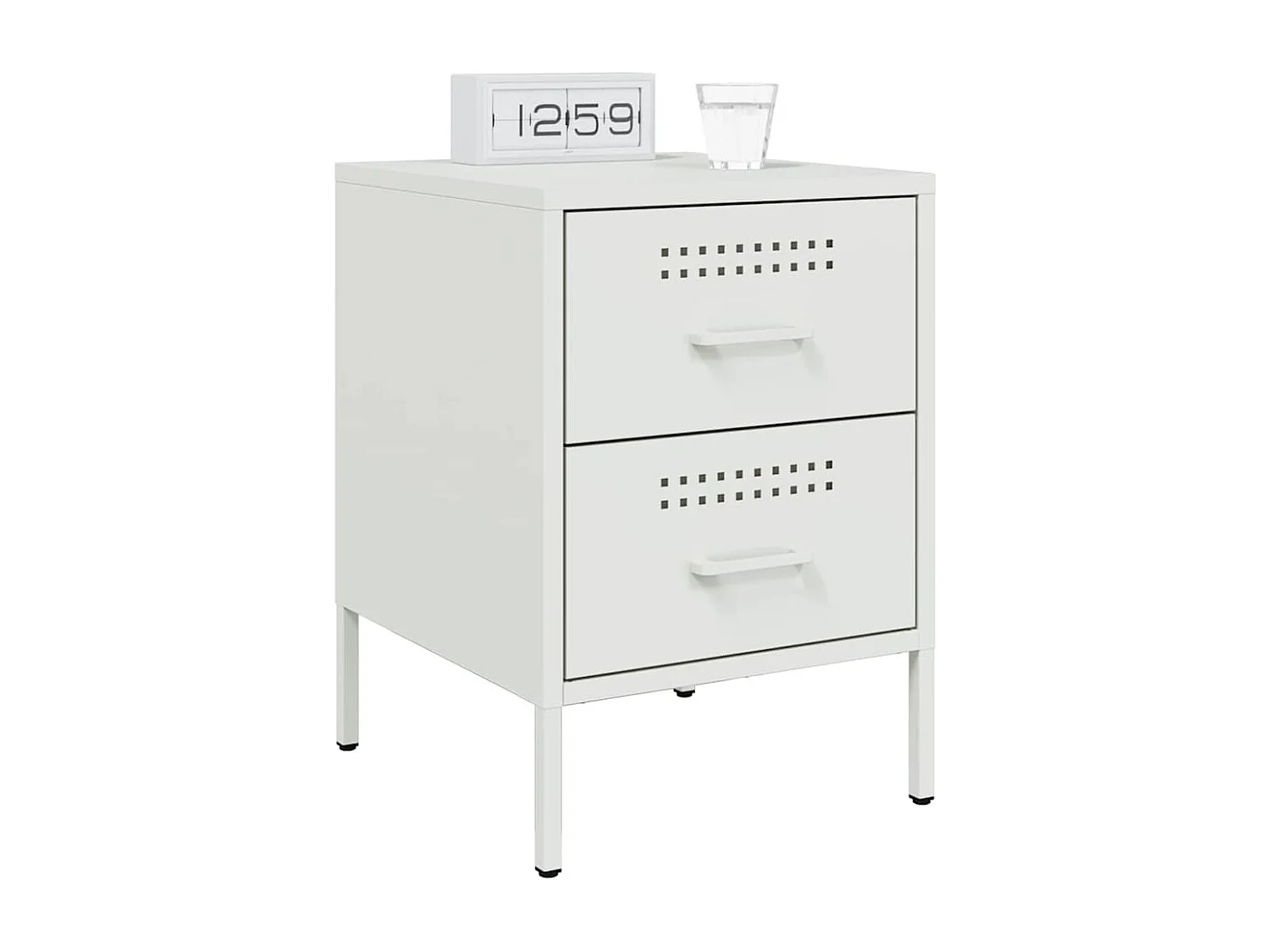 Nachttisch 2er Set-Beistelltisch-Nachttischkommode Weiß 36x39x50,5 cm Stahl SHL18485