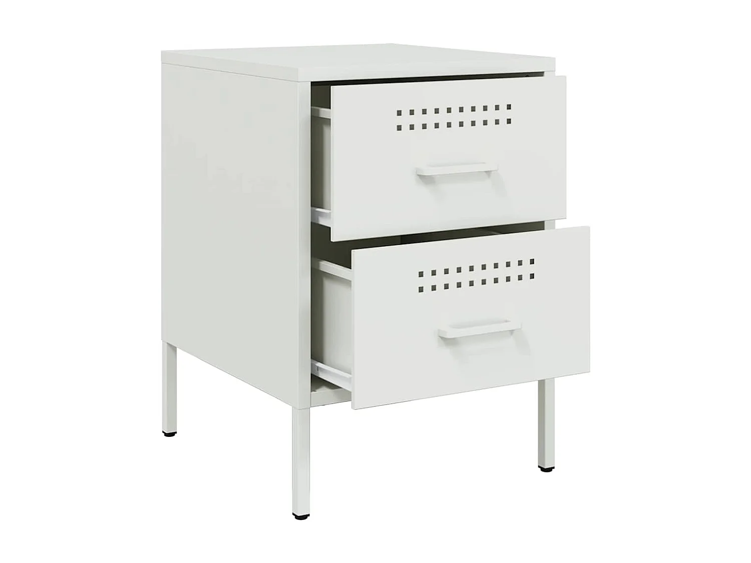 Nachttisch 2er Set-Beistelltisch-Nachttischkommode Weiß 36x39x50,5 cm Stahl SHL18485