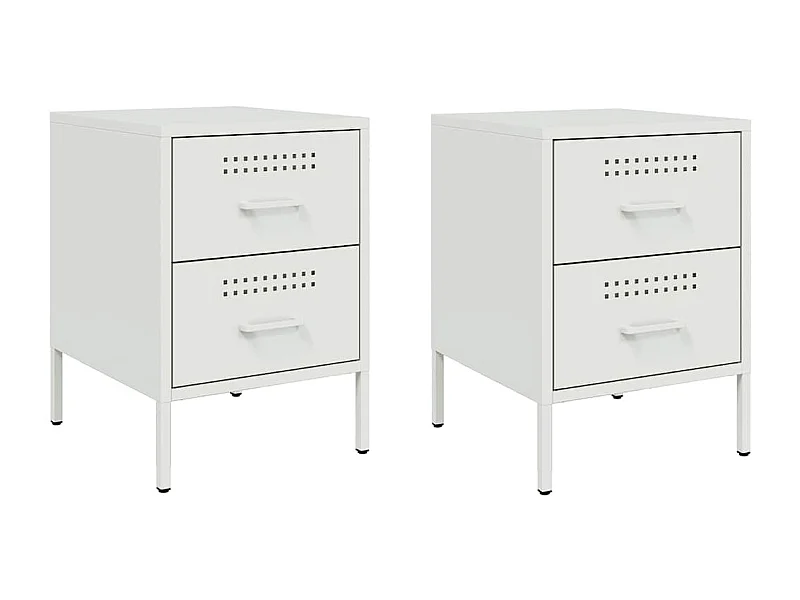 Tables de chevet lot de 2 avec rangement blanc 36x39x50,5 cm acier