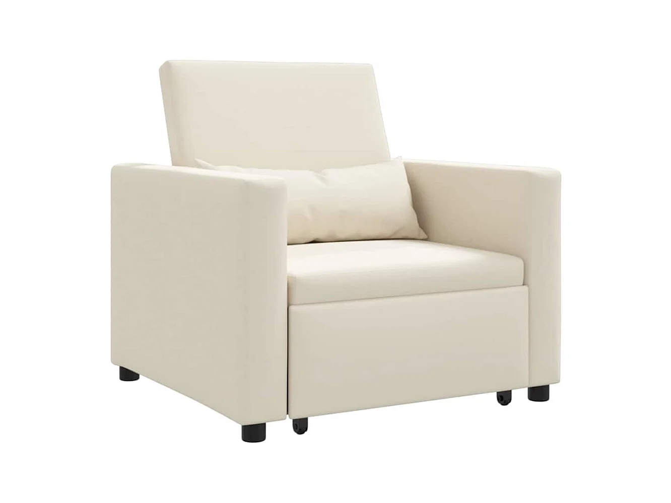 Sofá Cama Individual con ruedas crema 90x165x87 cm tela SHL6658