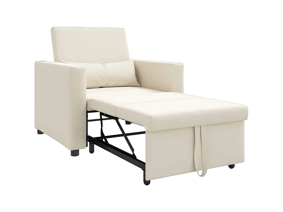 Sofá Cama Individual con ruedas crema 90x165x87 cm tela SHL6658