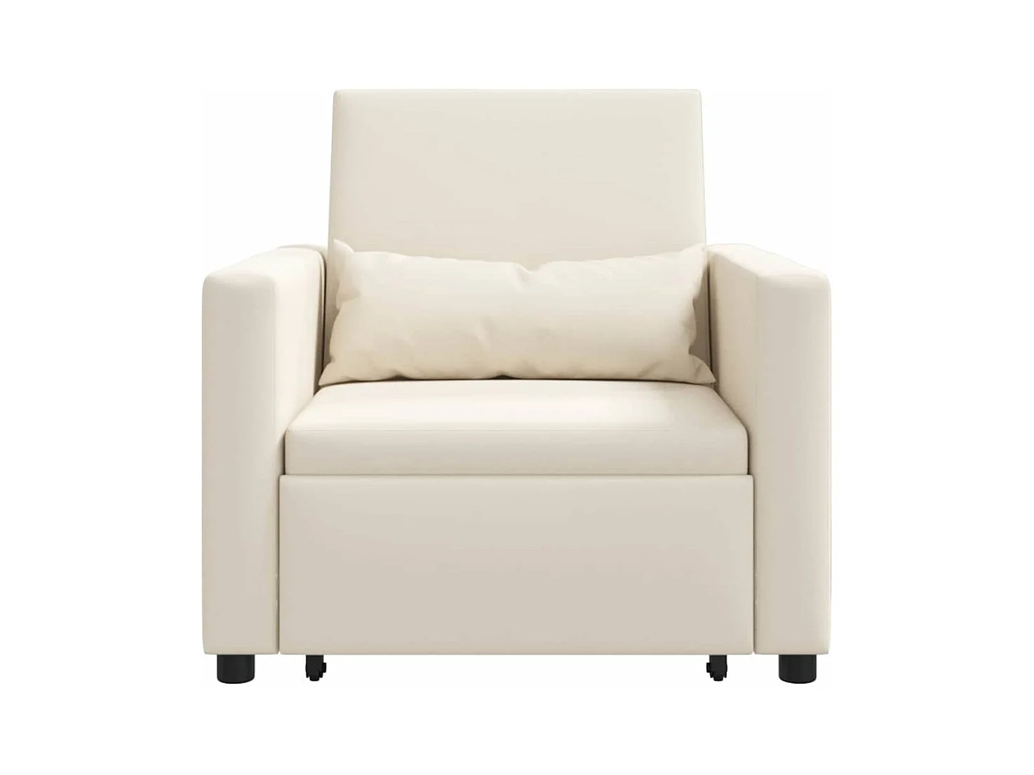 Sofá Cama Individual con ruedas crema 90x165x87 cm tela SHL6658