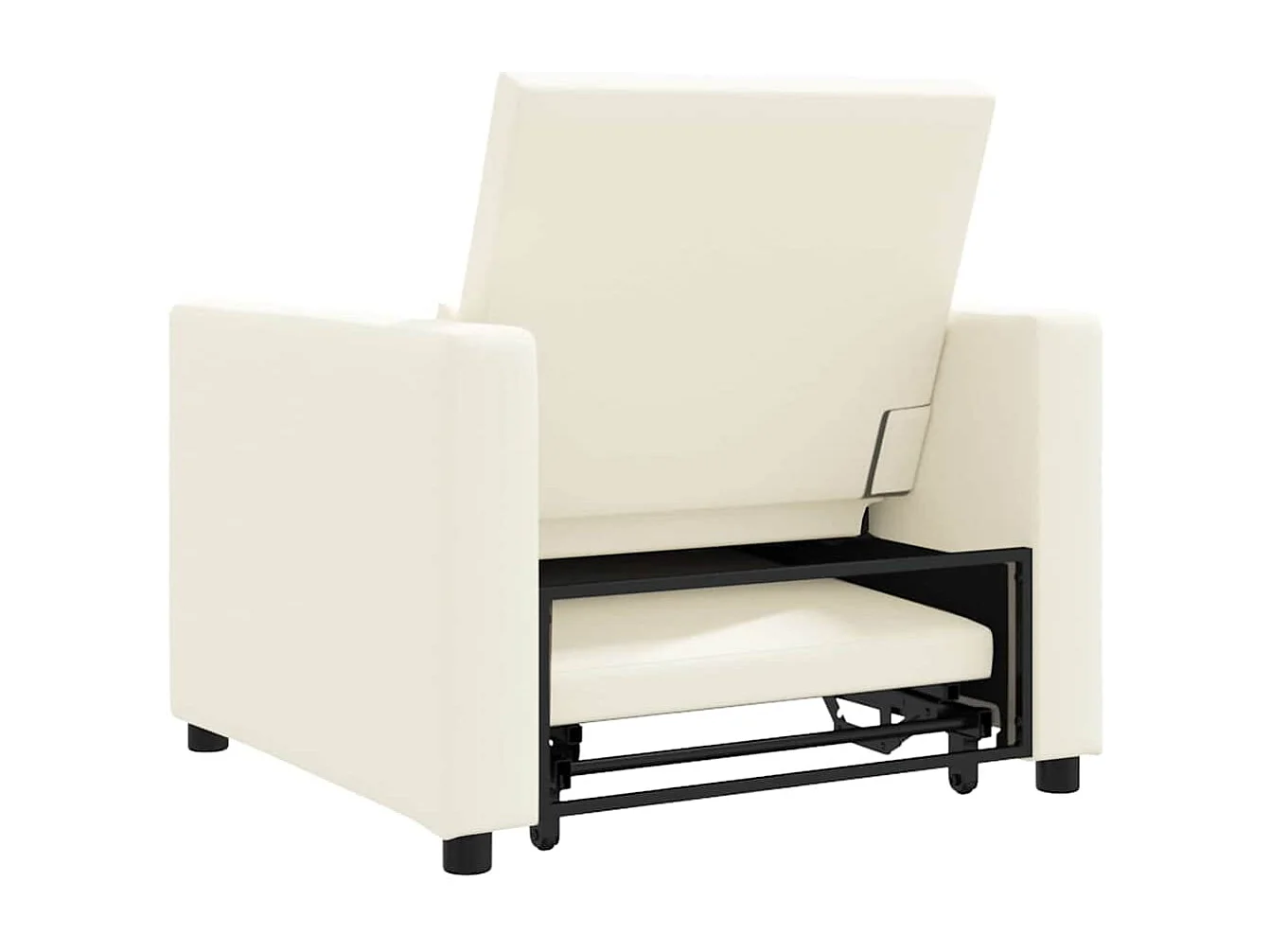 Sofá Cama Individual con ruedas crema 90x165x87 cm tela SHL6658