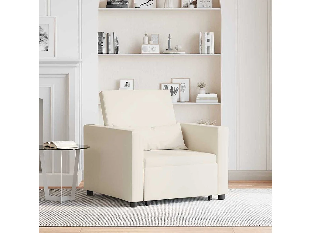 Fauteuil Salon-Chaise de relax-Chaise de Canapé Blanc crème 90x165x87 cm Lin SHL1282