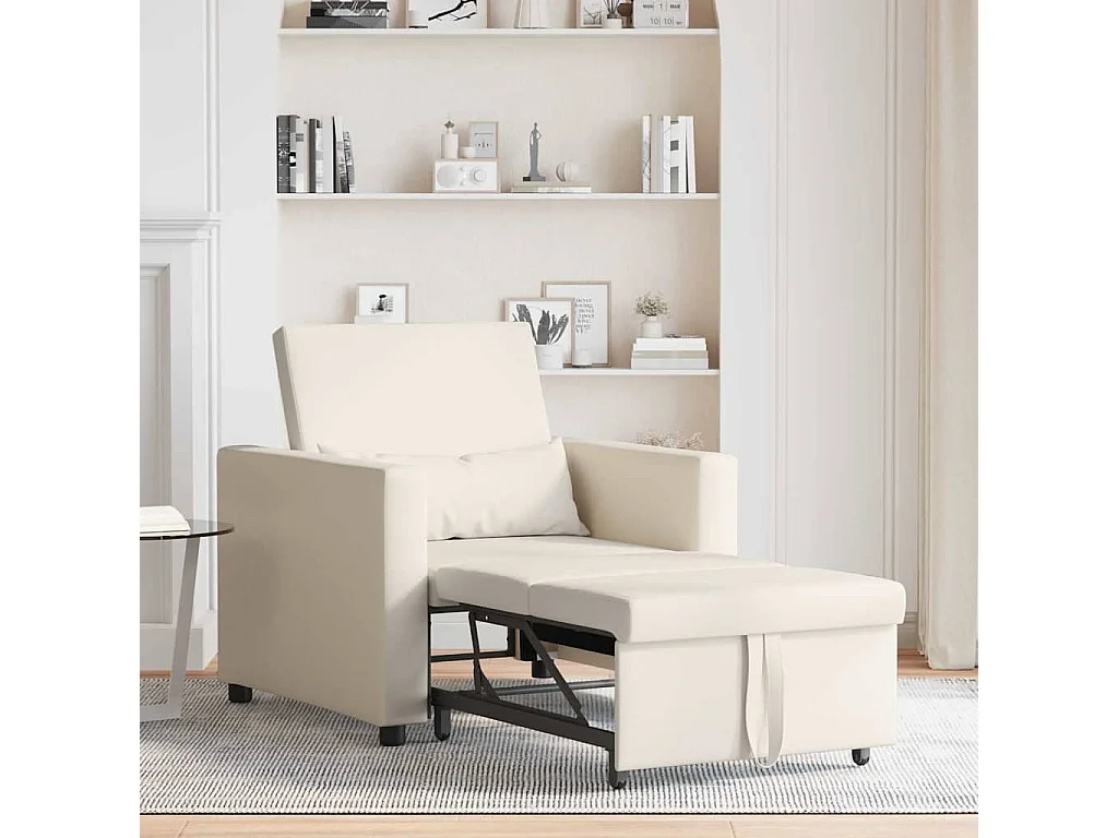 Fauteuil Salon-Chaise de relax-Chaise de Canapé Blanc crème 90x165x87 cm Lin SHL1282