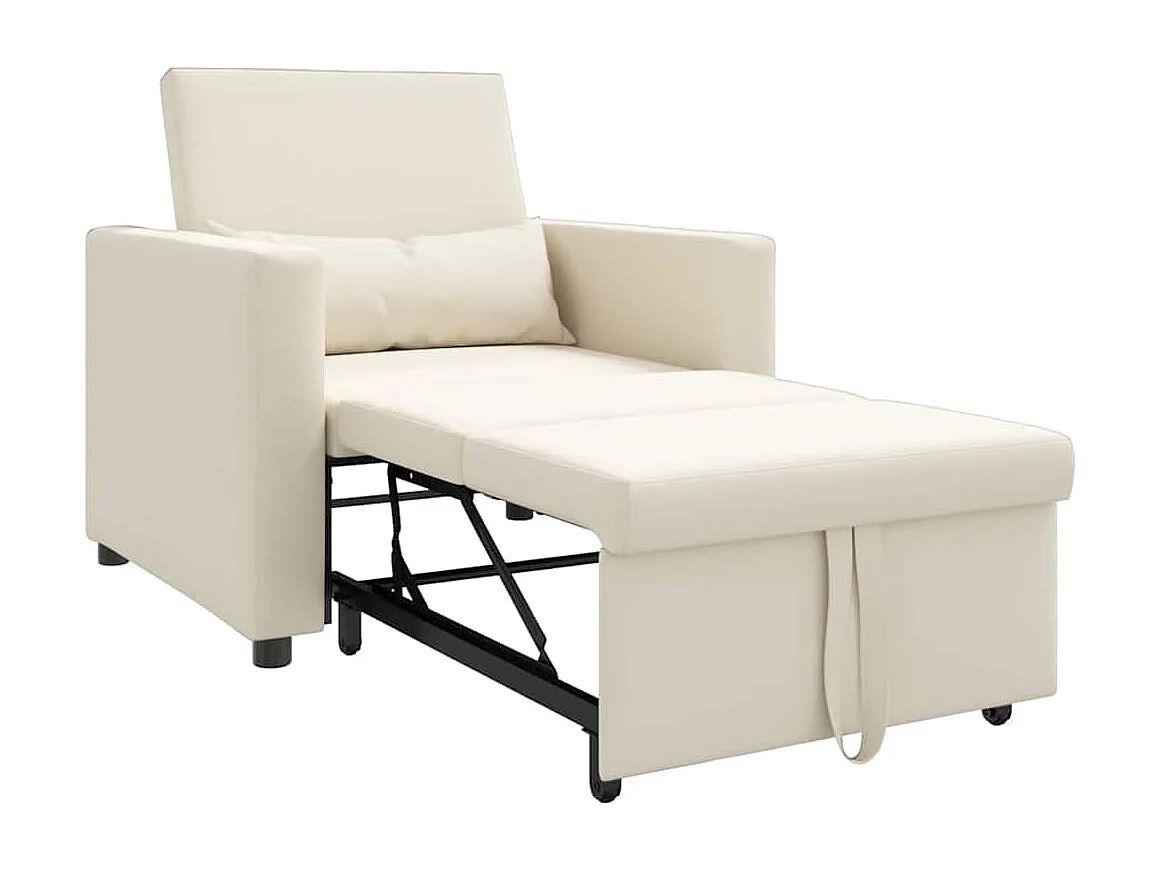 Fauteuil Salon-Chaise de relax-Chaise de Canapé Blanc crème 90x165x87 cm Lin SHL1282