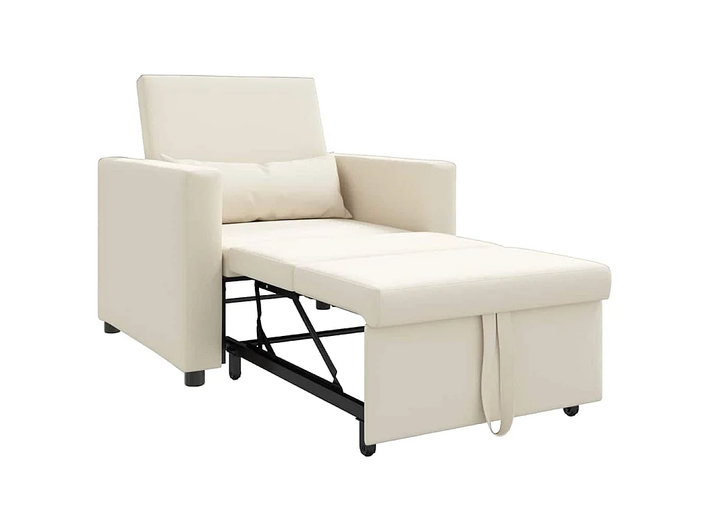 Sofá Cama Individual con ruedas crema 90x165x87 cm tela SHL6658