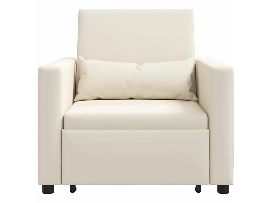 Sofá Cama Individual con ruedas crema 90x165x87 cm tela SHL6658