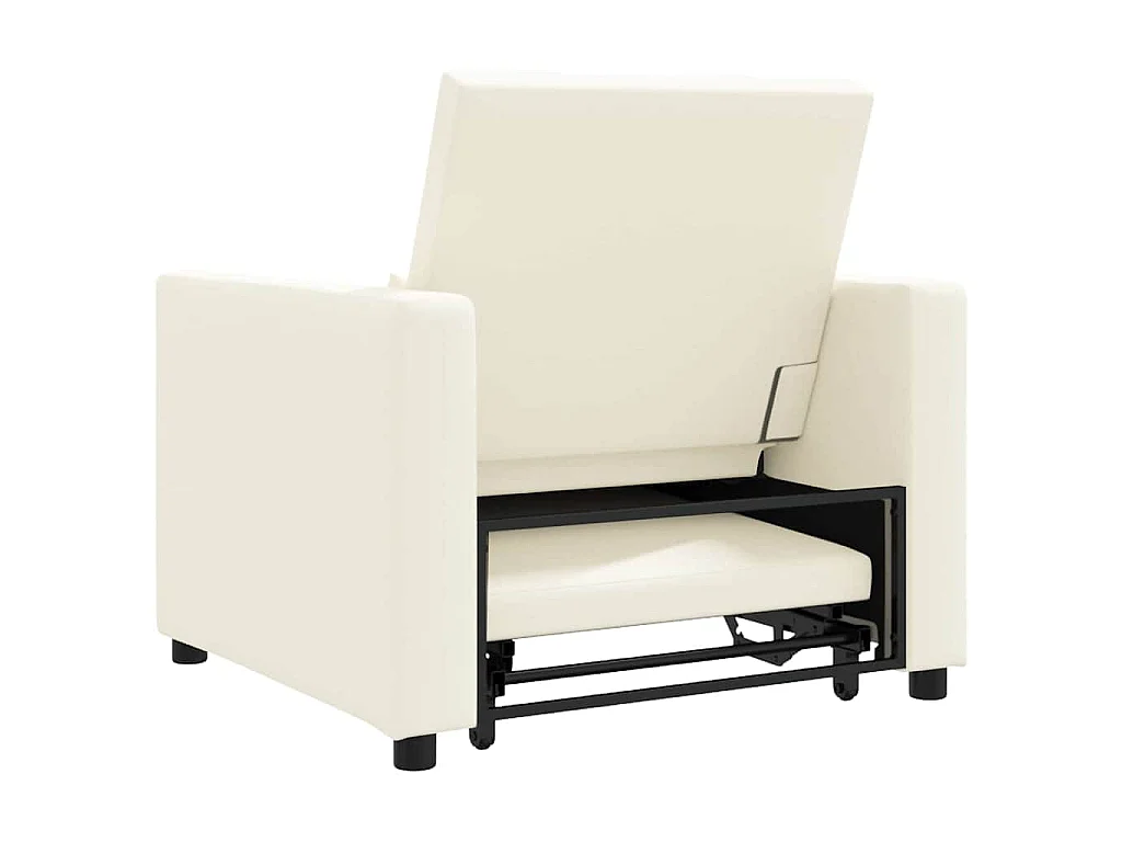 Sofá Cama Individual con ruedas crema 90x165x87 cm tela SHL6658