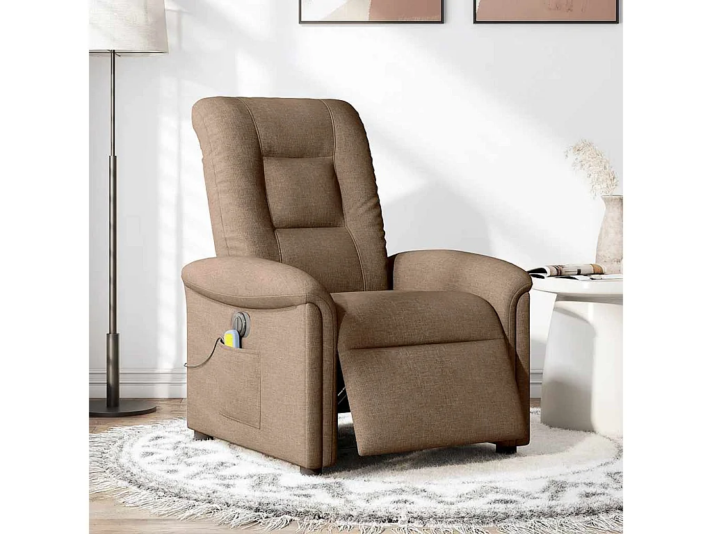 Poltrona Relax | Poltrona Massaggiante Reclinabile Elettrica Marrone in Tessuto SHL4224