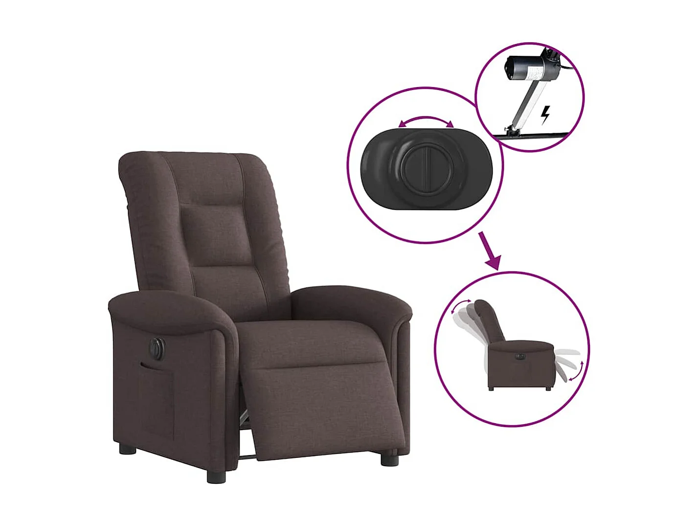 Sillón de relax | Silla | Sillón reclinable eléctrico tela marrón oscuro SHL8774