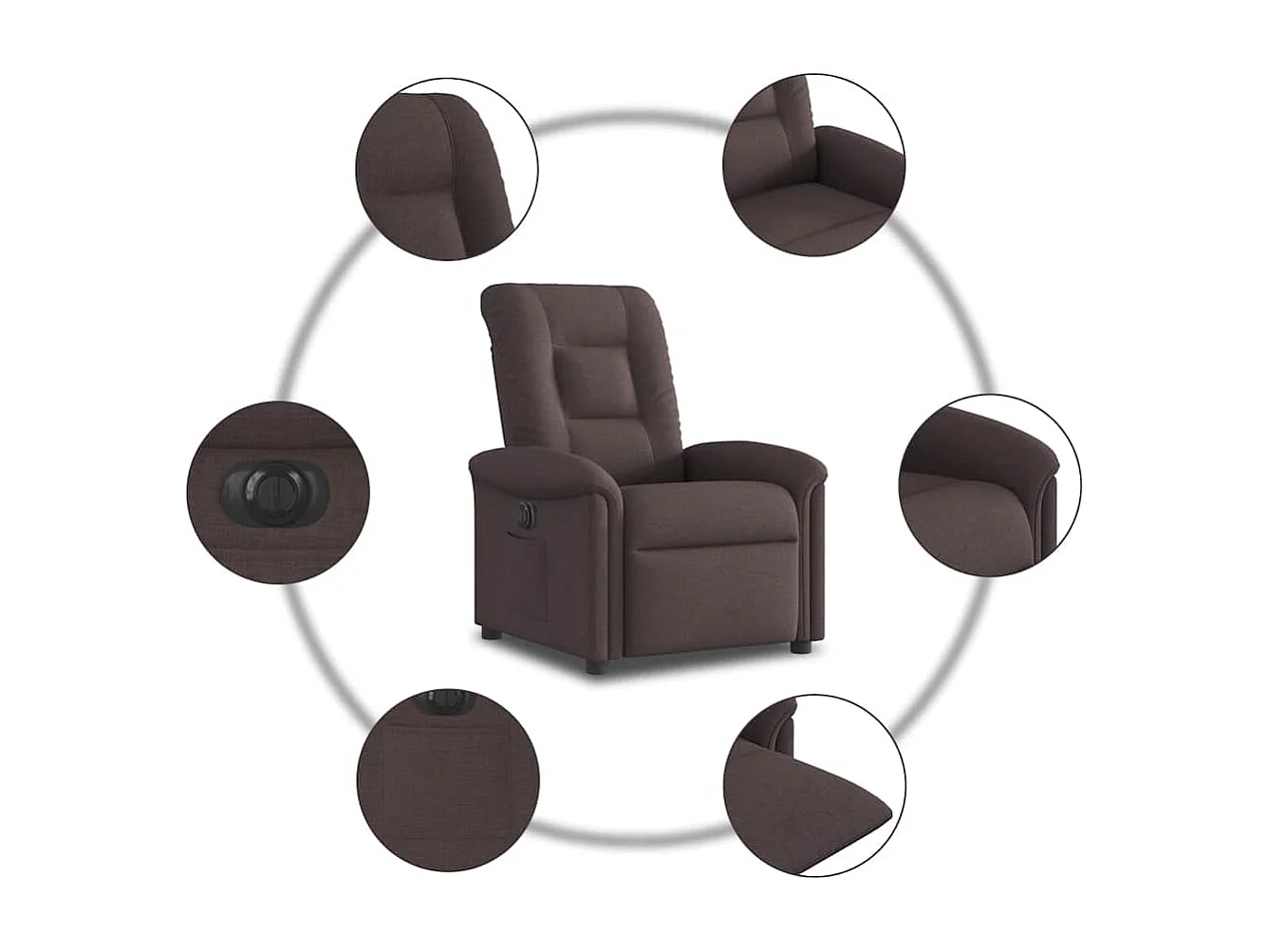 Sillón de relax | Silla | Sillón reclinable eléctrico tela marrón oscuro SHL8774