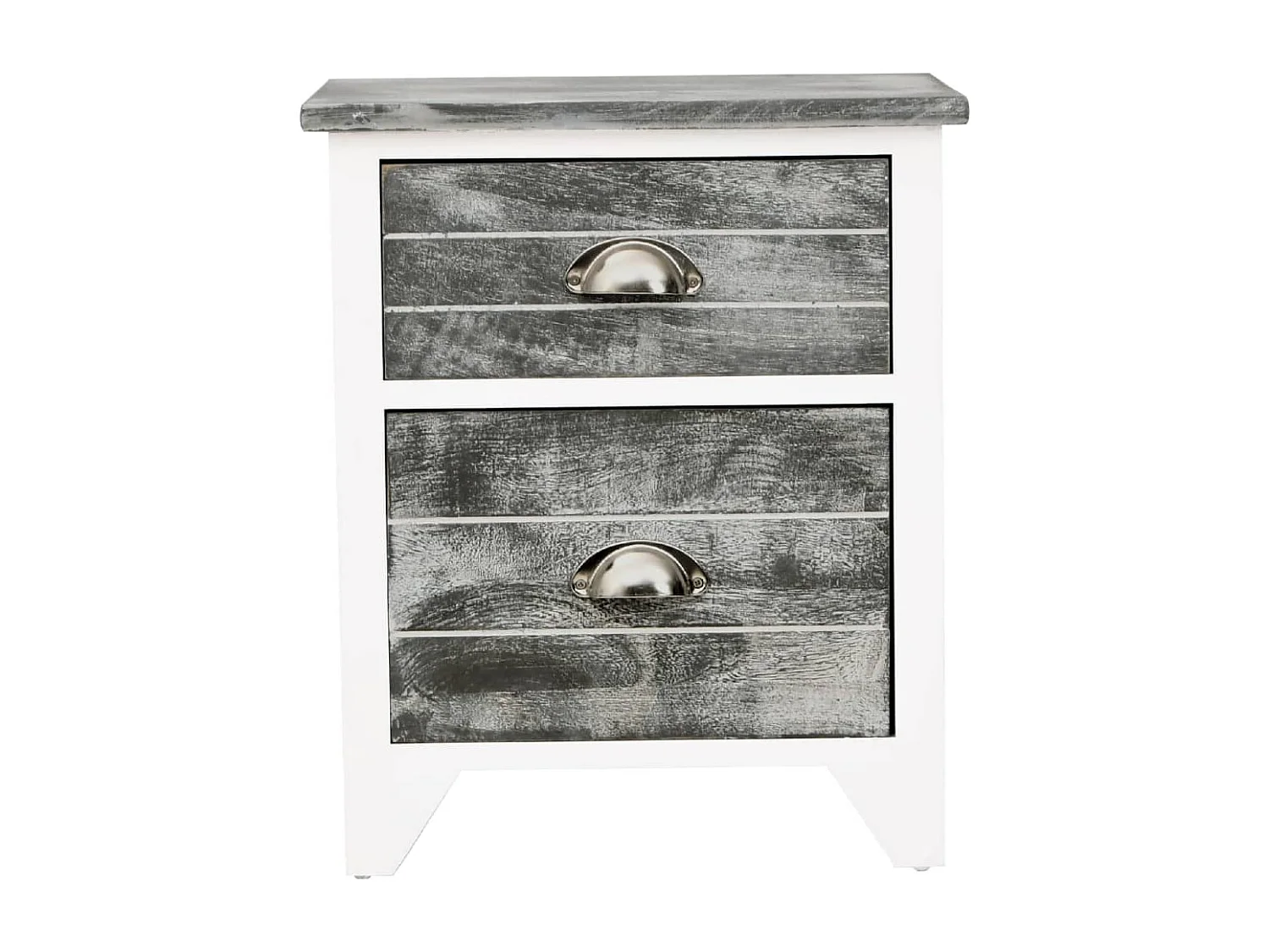 Nachttisch 2er Set-Beistelltisch mit 2 Schubladen Grau und Weiß SHL99568