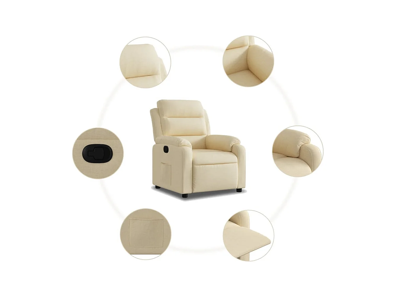 Sillón de relax | Sillón reclinable de tela crema SHL6749