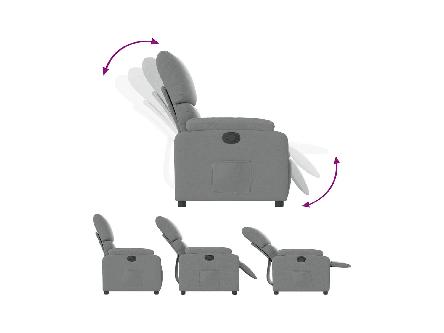 Sillón de relax | Sillón reclinable de tela gris claro SHL2086