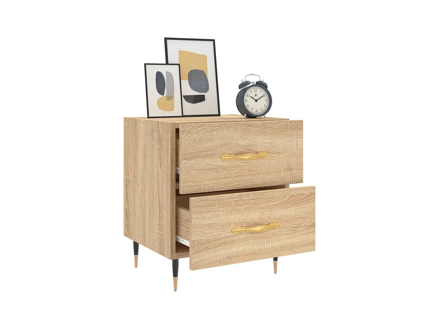 Mesita de noche | Mesilla de noche 2 uds. madera ingeniería roble Sonoma 40x35x47,5 cm