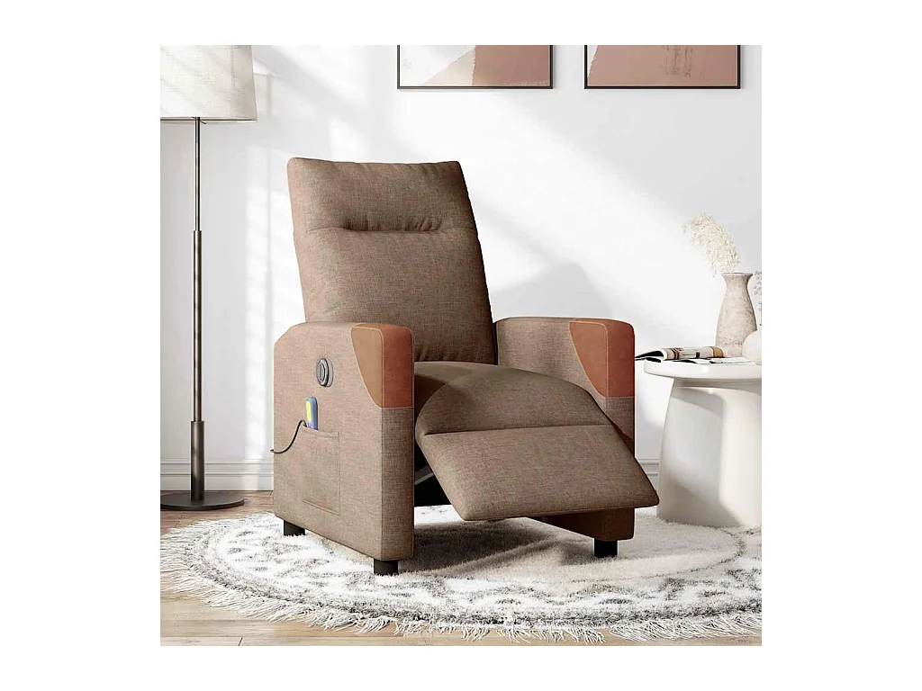 Fauteuil inclinable électrique-Chaise de relax-Fauteuil de Massage marron tissu SHL4284