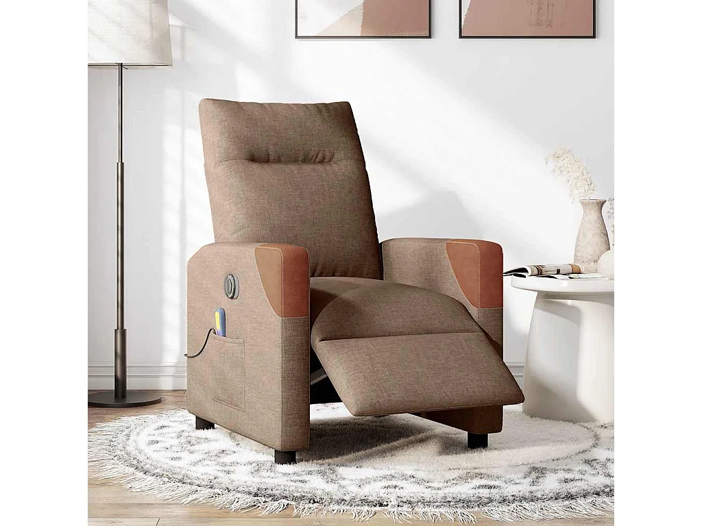 Fauteuil inclinable électrique-Chaise de relax-Fauteuil de Massage marron tissu SHL4284