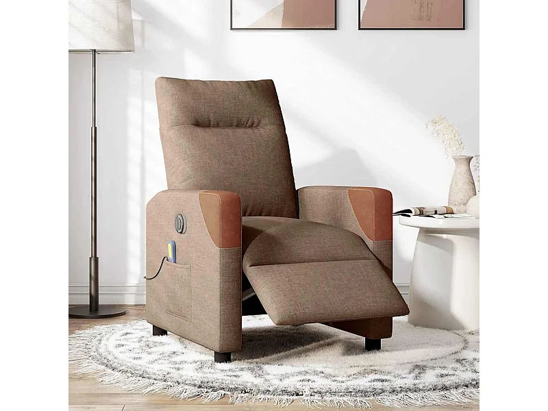 Fauteuil inclinable électrique-Chaise de relax-Fauteuil de Massage marron tissu SHL4284