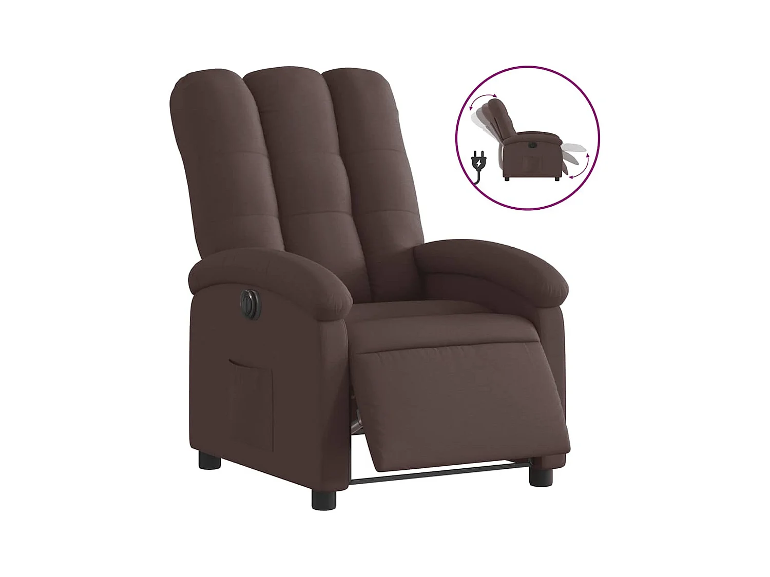 Fauteuil inclinable électrique-Chaise de relax-Fauteuil salon Marron foncé Tissu SHL924